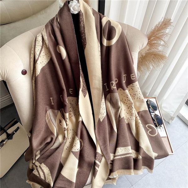 

scarves print letter thick warm cashmere scarf shawl for women luxury pashmina blanket wraps bufand ladies winter neck echarpe, Blue;gray