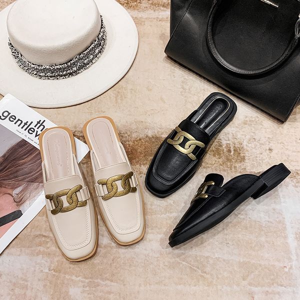 

baotou slippers women's wear summer half slippers shoes lazy flat sole 9a99-6 mcpo, Black