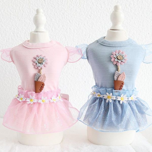 

dog apparel wedding dress cute flower pet clothes cat clothing tutu poodle yorkie pomeranian maltese costume outfit