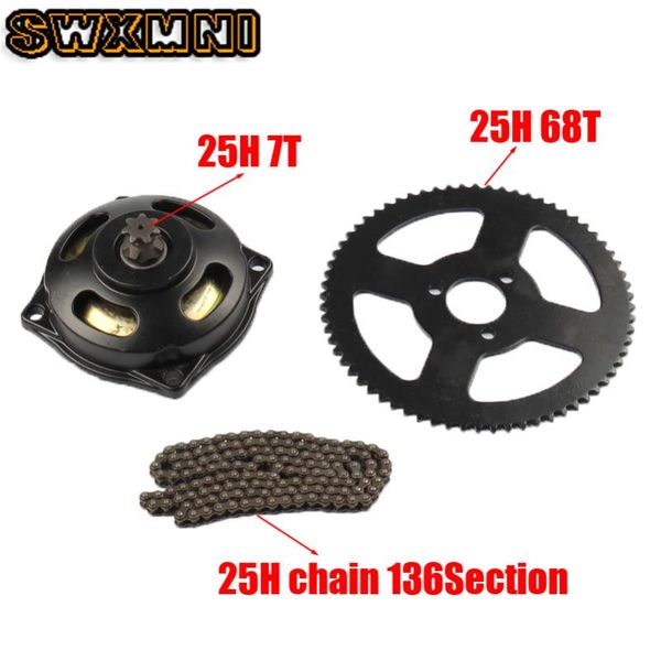 

pedals brand 47cc 49cc drive system 25h chain with gear box and 6 teeth rear sprocket for mini moto atv quad 2 stroke engine parts