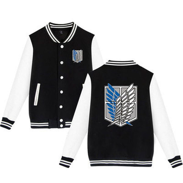 

costume accessories anime attack on titan baseball uniform wings of om fleece coat japan anime tracksuit men bomber jacket winter stre, Silver