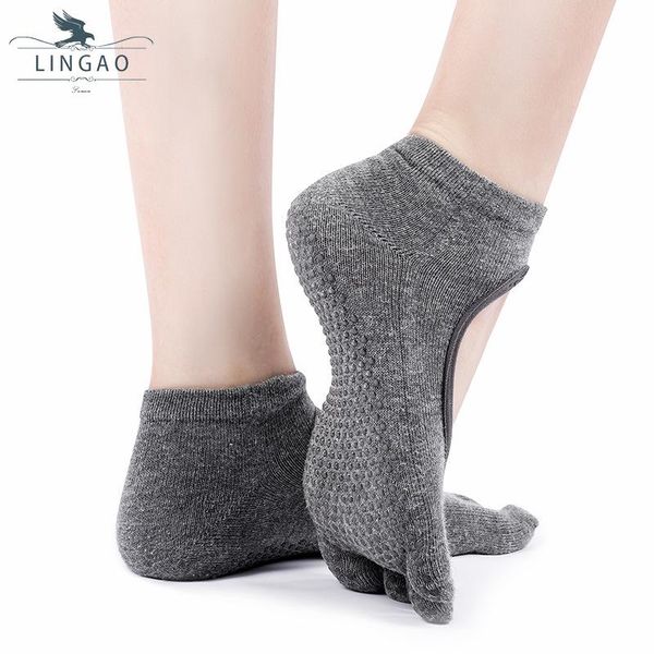 

five toe backless nonslip socks summer women dance gym sport short ankle for yoga and pilates 2021 sports, Black