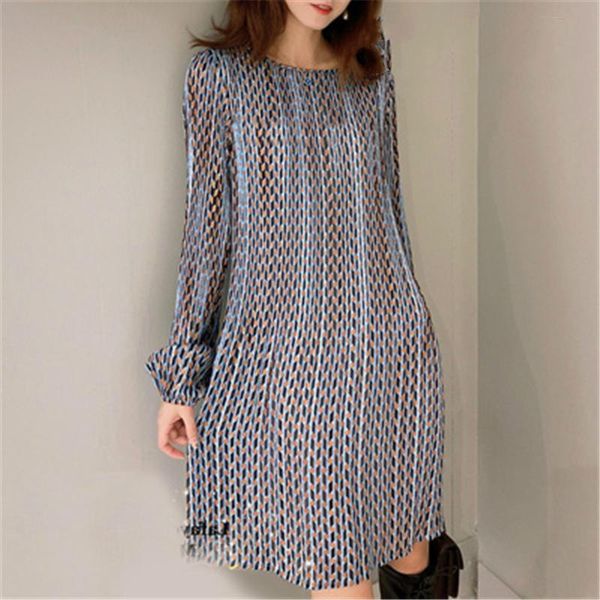 

casual dresses 2021 woman striped round neck beach party dress long sleeve mini geometric holiday vestido de mujer, Black;gray