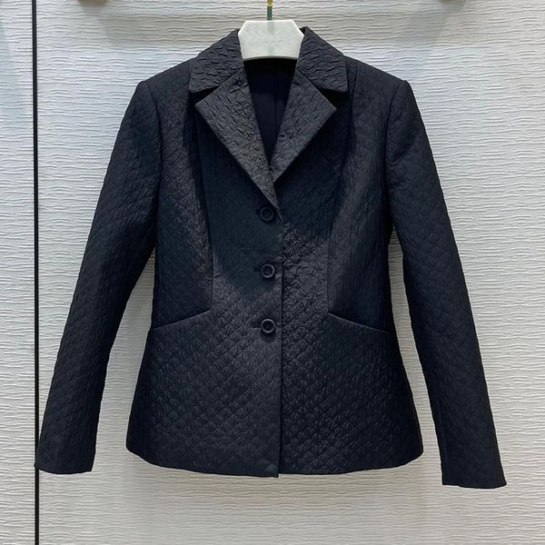 

women's jackets 2021 high-end black emboss light plaid suit jacket women coat long sleeve slim waist solid fashion outerwear lad, Black;brown