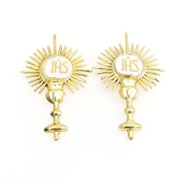 

charms 12pcs/batch golden mini first communion blessing gift sacrament baptism party table decoration 27x45mm, Bronze;silver