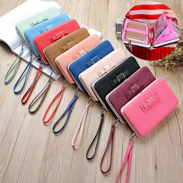 

wallets s women's leather wallet pouch cover bowknot short zipper poucht card holder carteira womens 3 in 1, Red;black