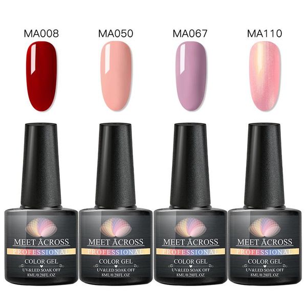 

nail art kits meet across 8ml gel polish set pure color semi-permanend lacquer uv soak off vernish
