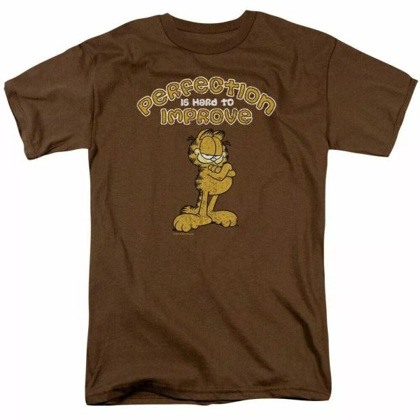

garfield perfect t shirt mens licensed cat jim davis comic tee coffee, White;black