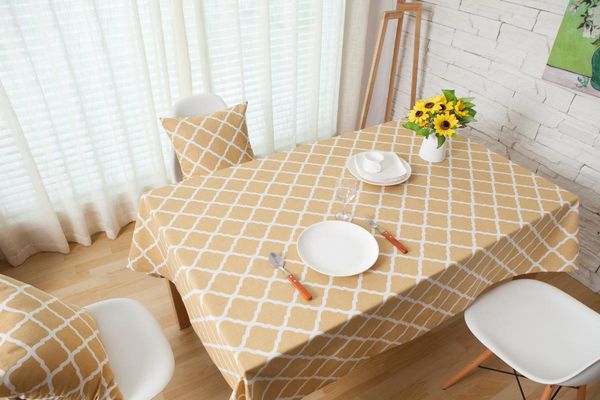 

table cloth yellow rhombus geometric tablecloth for cotton linen coffee tea cover wedding decor