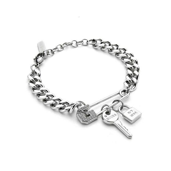 

bracelet tide sense chain couple concentric lock bracelet ins hip hop minority simple, Golden;silver