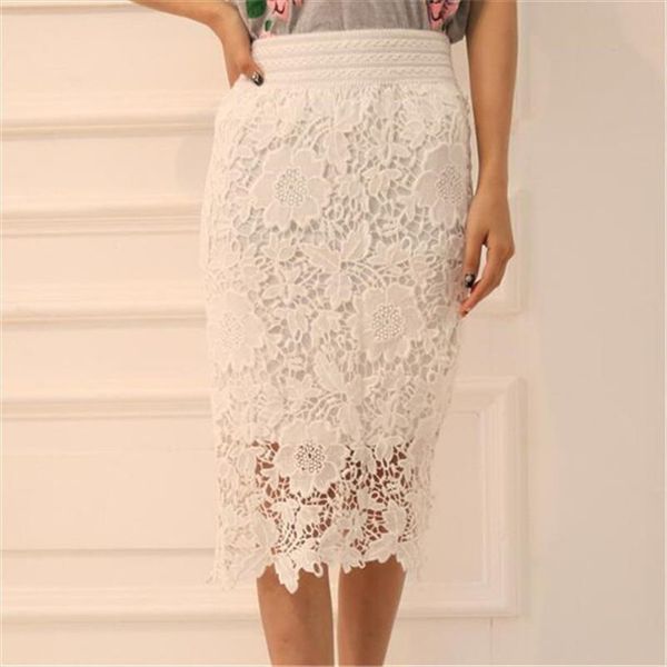 

wholesale lace pencil women skirts hollow out white black knee length plus size s 3xl free