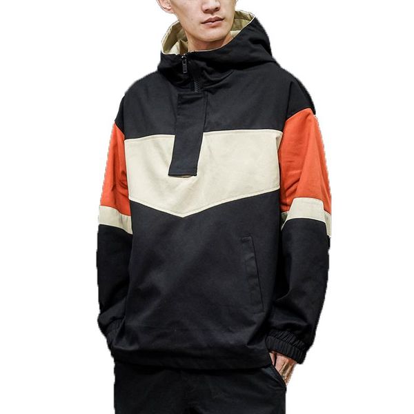 

men's jackets 2021 men hooded mens hip hop fleece jacket coat male patchwork pullover black couple streetwear hoody bomber 5xl, Black;brown