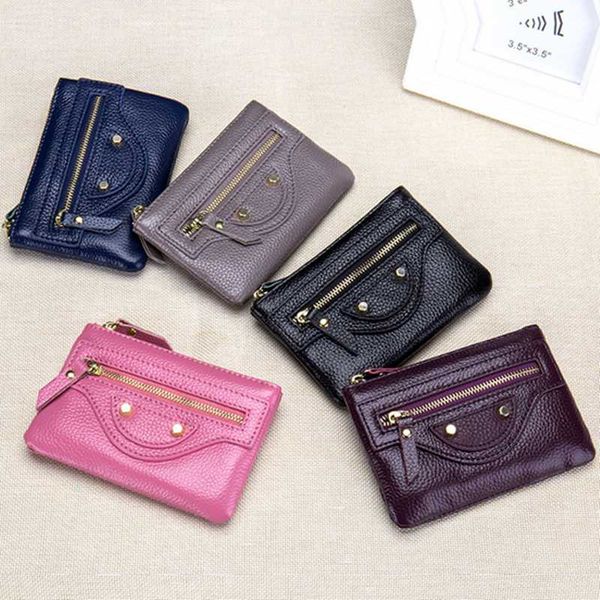 

wallets leather coin purse girls short zipper bag key mini small wallet, Red;black