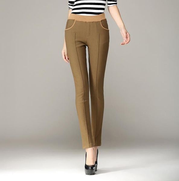 

women's pants & capris female plus size winter velvet thick splice leggings woman spring fall cotton high slim warm stretch pencil trou, Black;white