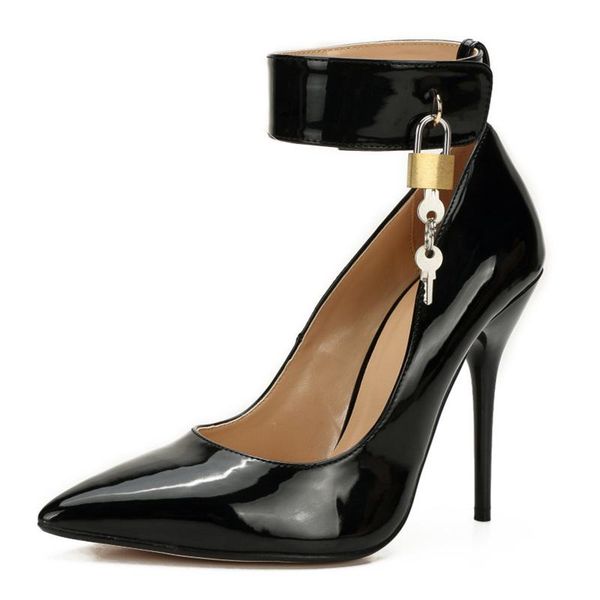 

dress shoes ankle straps women high heels pump fashion key dec luxury designer black red womens pointed toe stiletto shoe