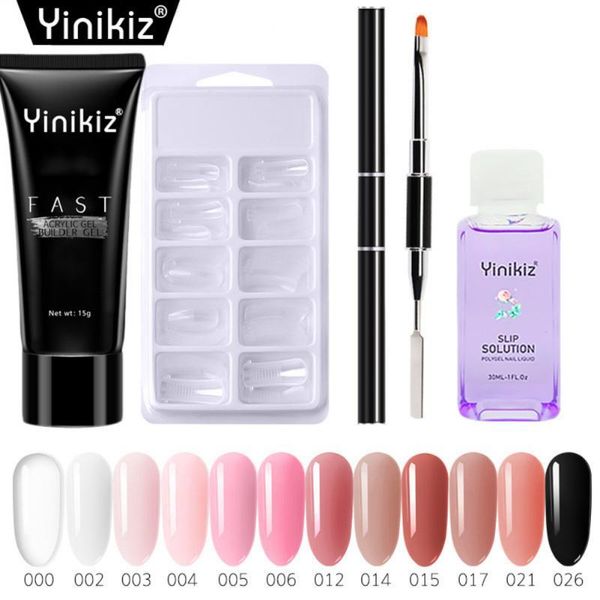 

nail gel 15ml acrylic kit extension polish set crystal uv led designer tips with manicure extend brush chips tslm1, Red;pink