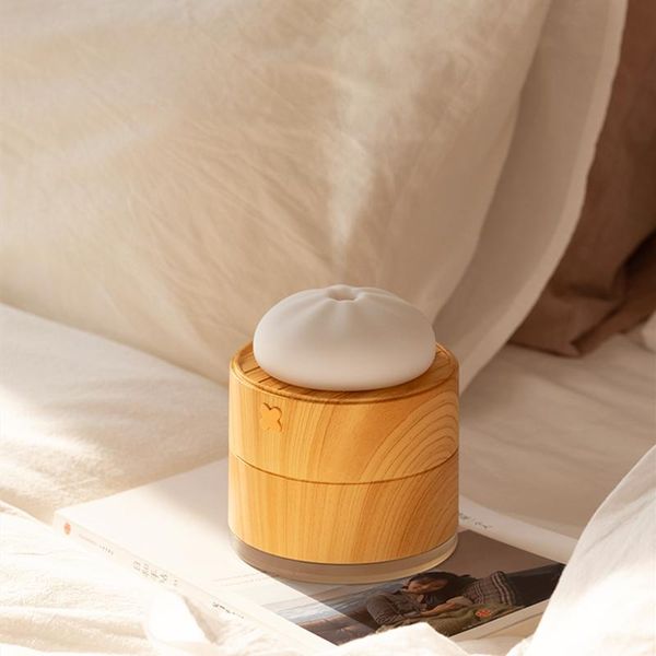 

humidifiers wood grain air humidifier with colorful night light 400ml silent aroma diffuser usb ultrasonic mist maker for home purifier