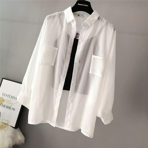 

summer loose white clothing coat womens shirts chiffon blusas mujer de moda