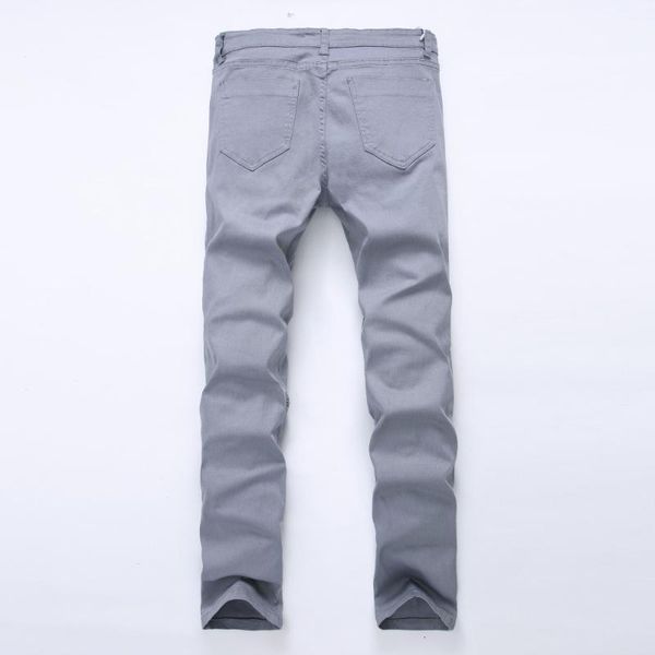 

Men's Jeans European American Style Fashion Casual Ripped Pencil Trousers Skinny Zipper Knee For Men Denim Joggers Pants E7LW, Blue