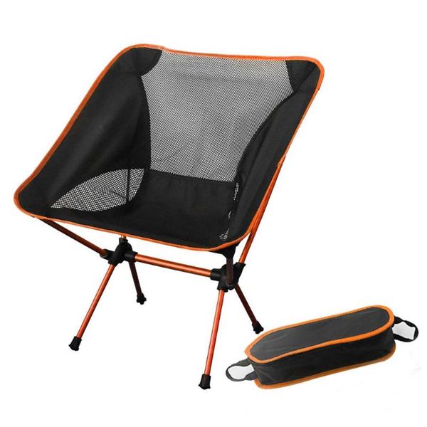 

orange portable moon chair fishing camping folding extended hiking seat light outdoor home furniture camp