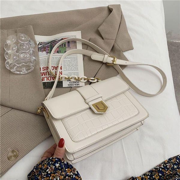 

crocodile pattern small tote bag 2021 fashion pu leather women's designer handbag travel shoulder messenger waist bags
