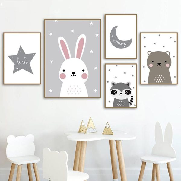 

paintings cartoon canvas painting moon stars posters wall art prints fashion home decoration pictures mural for kids room decor