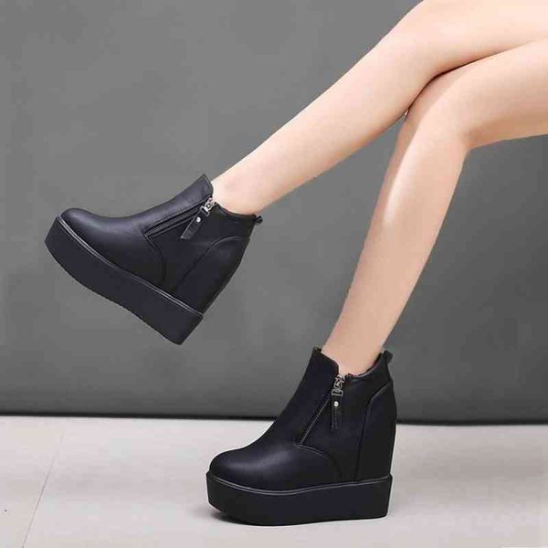 

boots ankle boots with thick soles and high heels, anti-slip, double-sided zipper, martin boots, for autumn winter j32x, Black
