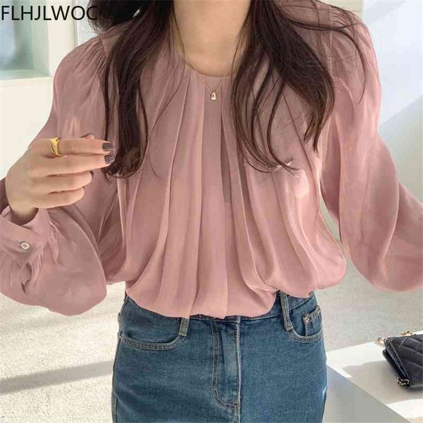 

women's knits & tees pink korea chic blusas flare sleeve casual solid cute sweet girls lady shirts flhjlwoc fashion women blo, White