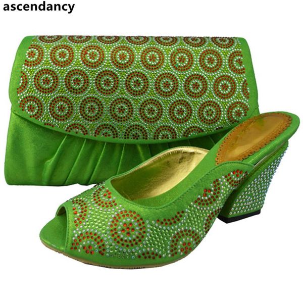 

dress shoes arrival designer women luxury 2021 ladies italian and bag set decorated with rhinestone nigerian wedding, Black