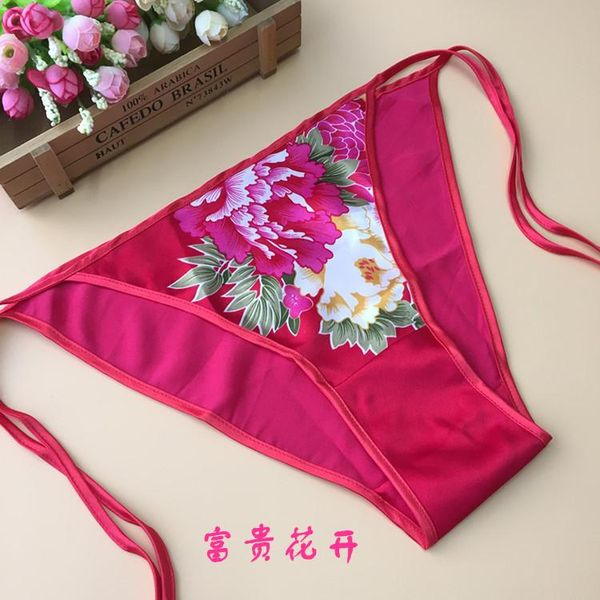 

women's swimwear 4pairs 100% silk panties string bikinis siz:(w23"-41")floral china, White;black