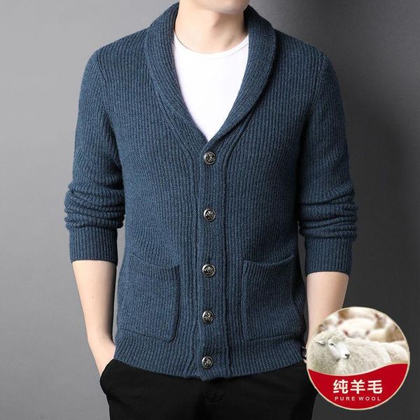 

men's sweaters 2021 autumn winter cashmere sweater cardigan v-neck solid color versatile casual wool coat loose, White;black