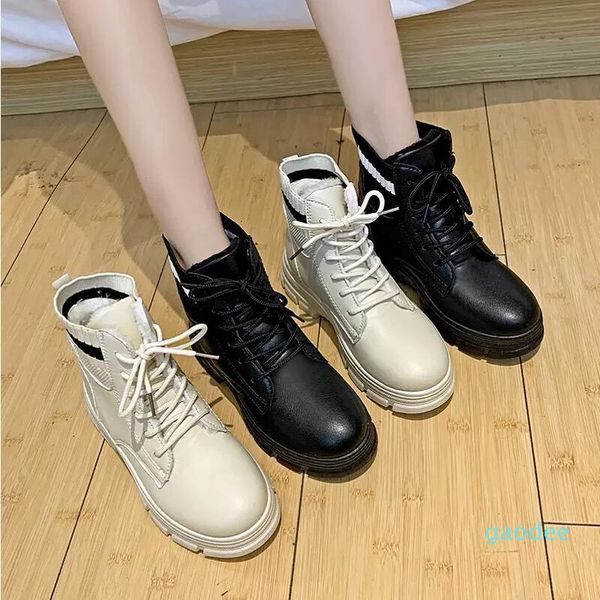 Kadın Çizmeler Platformu Ayakkabı Siyah Beyaz Bayan Serin Motosiklet Boot Deri Ayakkabı Eğitmenler Spor Sneakers Boyutu 35-40 09