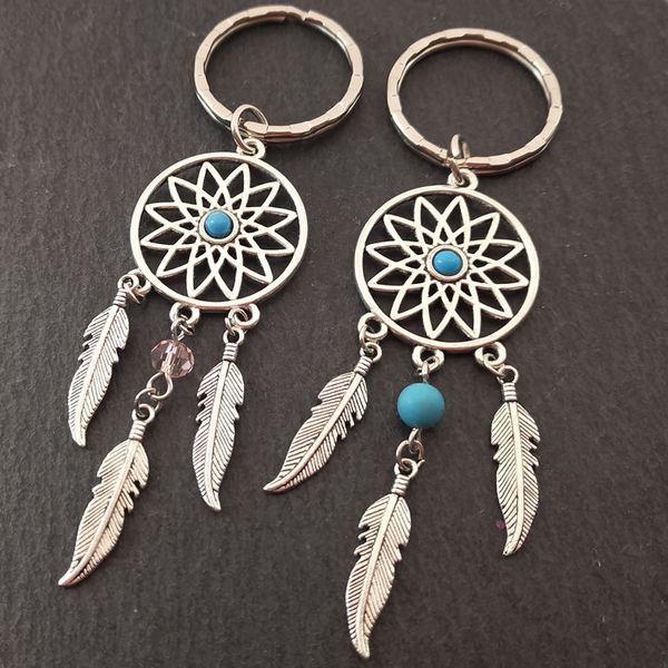 Hediye Pembe Siyah Boncuk Dreamcatcher Tüy Rüzgar Çanları Dream Catcher Anahtarlık Kadınlar Vintage Hint Tarzı Anahtarlık