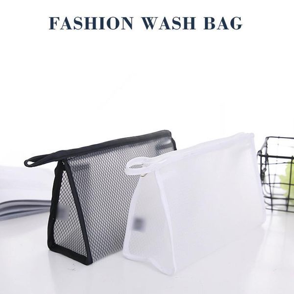 

storage bags fashion organizer mesh waterproof portable cosmetic for out door travel black / white -30