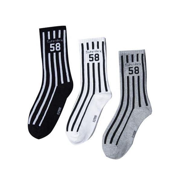 

men's socks 2021 fashion autumn men stripe design breathable skateboard, Black