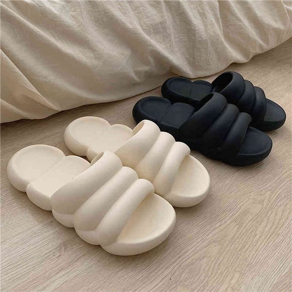 

slippers womens summer sandals thicken eva soft bath slip cute ins cloud shap design antislip sole flat slide shoes lg83, Black