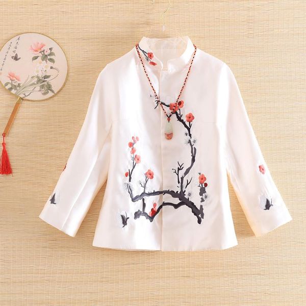 Damenjacken Die Frauenjacke Chinesischen Stil Stickerei Pflaumenblüte Herbst Frau Retro Baseball Uniform Eleganter Mantel Weiblich S-XXL