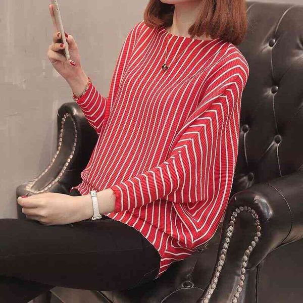 

women's sweaters women spring striped sweater batwing sleeve o neck lady pullover casual computer knitted for girl, White;black