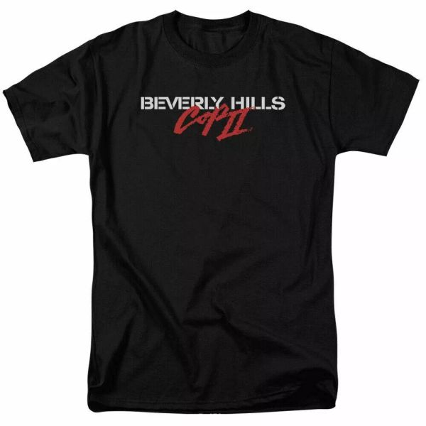 

beverly hills cop ii logo t shirt mens licensed retro movie tee black, White;black