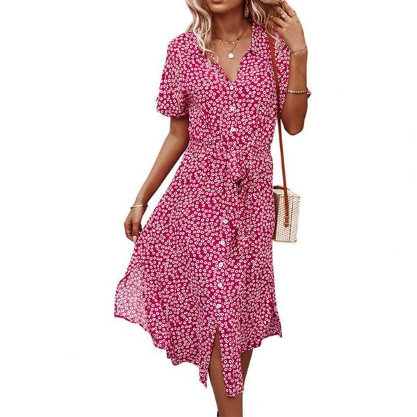 

summer bohemian women dress fashion vintage elegant floral print breathable cotton blend v-neck midi beach dresses casual, Black;gray