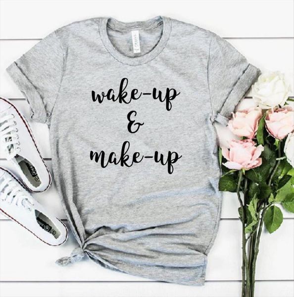 

wake up make print womens cotton casual funny yong tee drop ship s 931, White