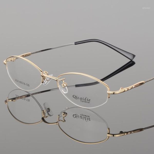 

ultra-light metal frame glasses half rim eyewear with spring hinges men and women style optical spectacles fashion sunglasses frames1, Black
