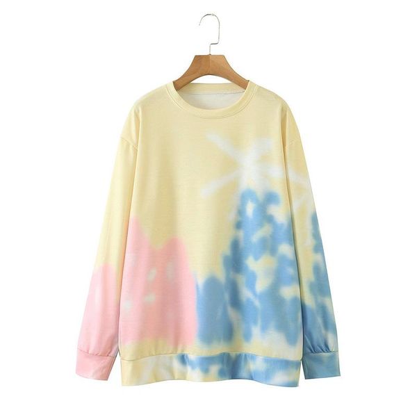 

women's hoodies & sweatshirts the europe and united states summer 2021 xl - 3165 tie dye printing round collar female fleece, Black