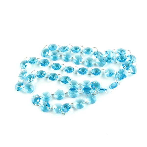 

5m-50m aquamarine 14mm octagon beads strand garlands crystal glass pendant chains for home decoration chandelier
