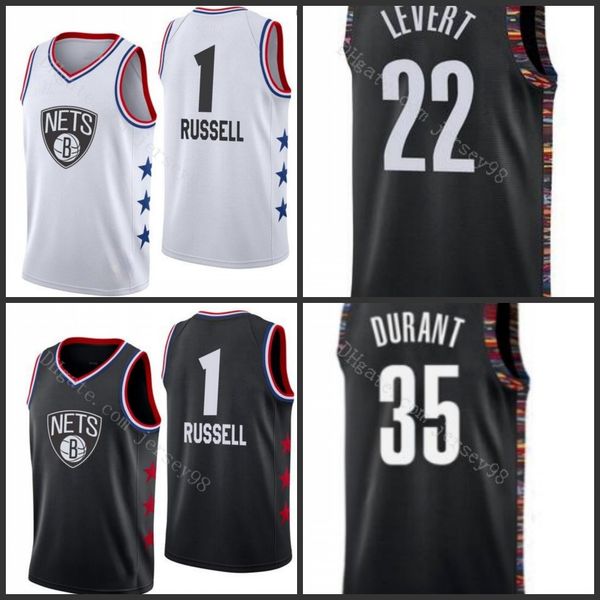 

brooklyn nets men 35 durant 72 biggie 22 caris levert 1 theo pinson men retro jersey, Black