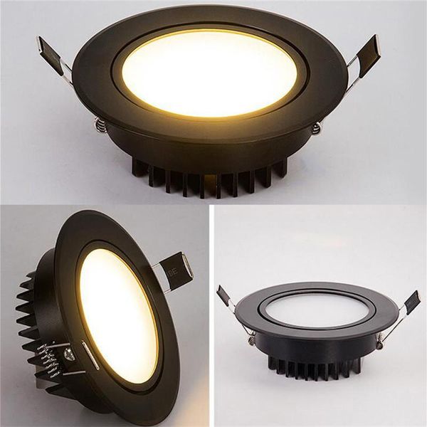 

downlights dimmable led cob spotlight ceiling lamp ac85-265v 5w 7w 9w 12w 15w 18w 20w aluminum recessed round panel light