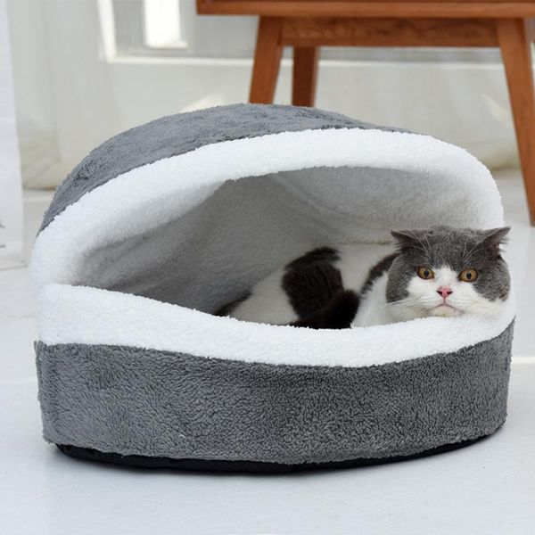 

kennels & pens removable hamburger shape cat beds pet kitten litter shell windproof nest thermal hiding burger house soft plush