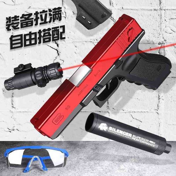 

can manually load glock and launch throwing soft shell toy gun