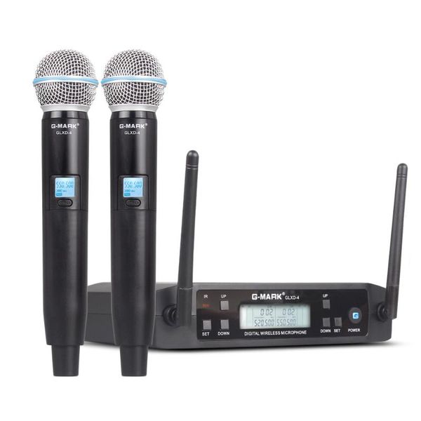 

microphones microphone wireless professional 2 channels uhf system dynamic mic automatic frequency 80m for party stage host church