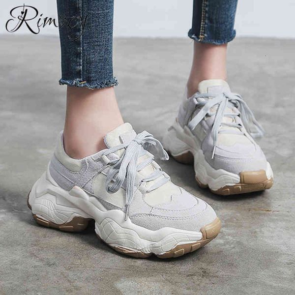 

dress shoes rimocy 2021 spring casual shoes woman lace up round toe vulcanize platform sneakers student 5cm bottom comfortable fla, Black
